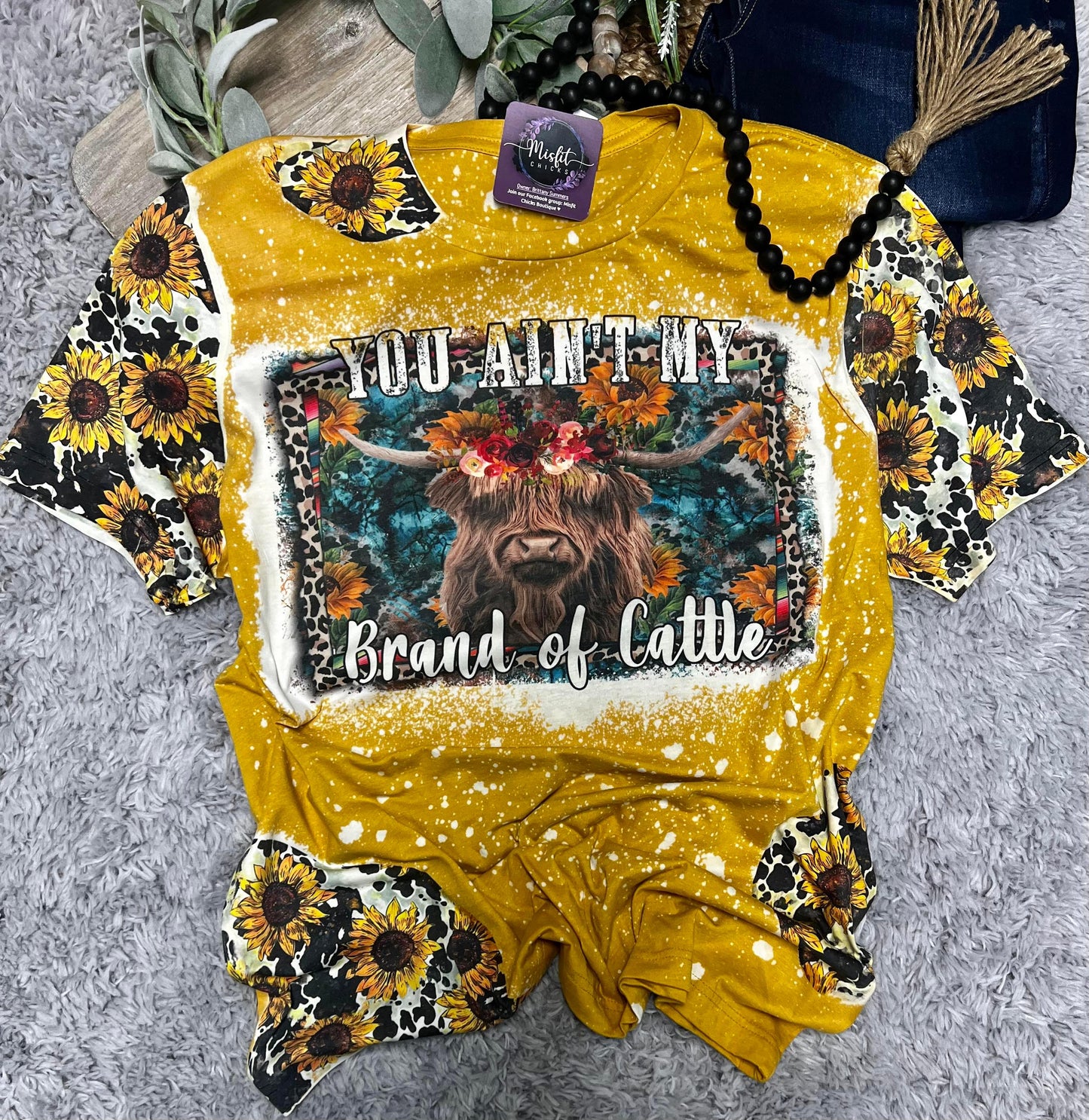 YOU AIN'T MY BRAND OF CATTLE BLEACHED TEE